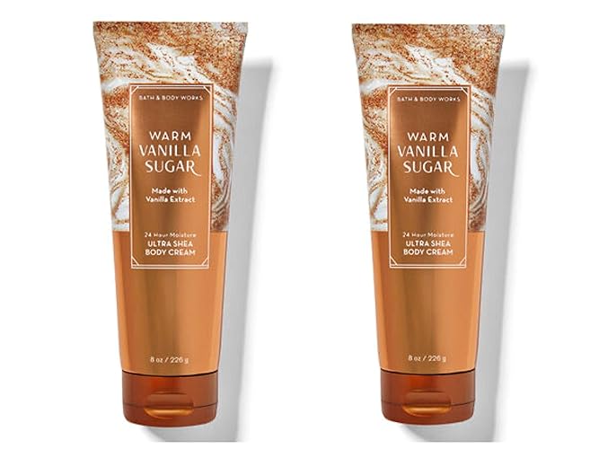 Bath & Body Works Warm Vanilla Sugar Ultra Shea Body Cream 2 Pack, 8 Oz Each