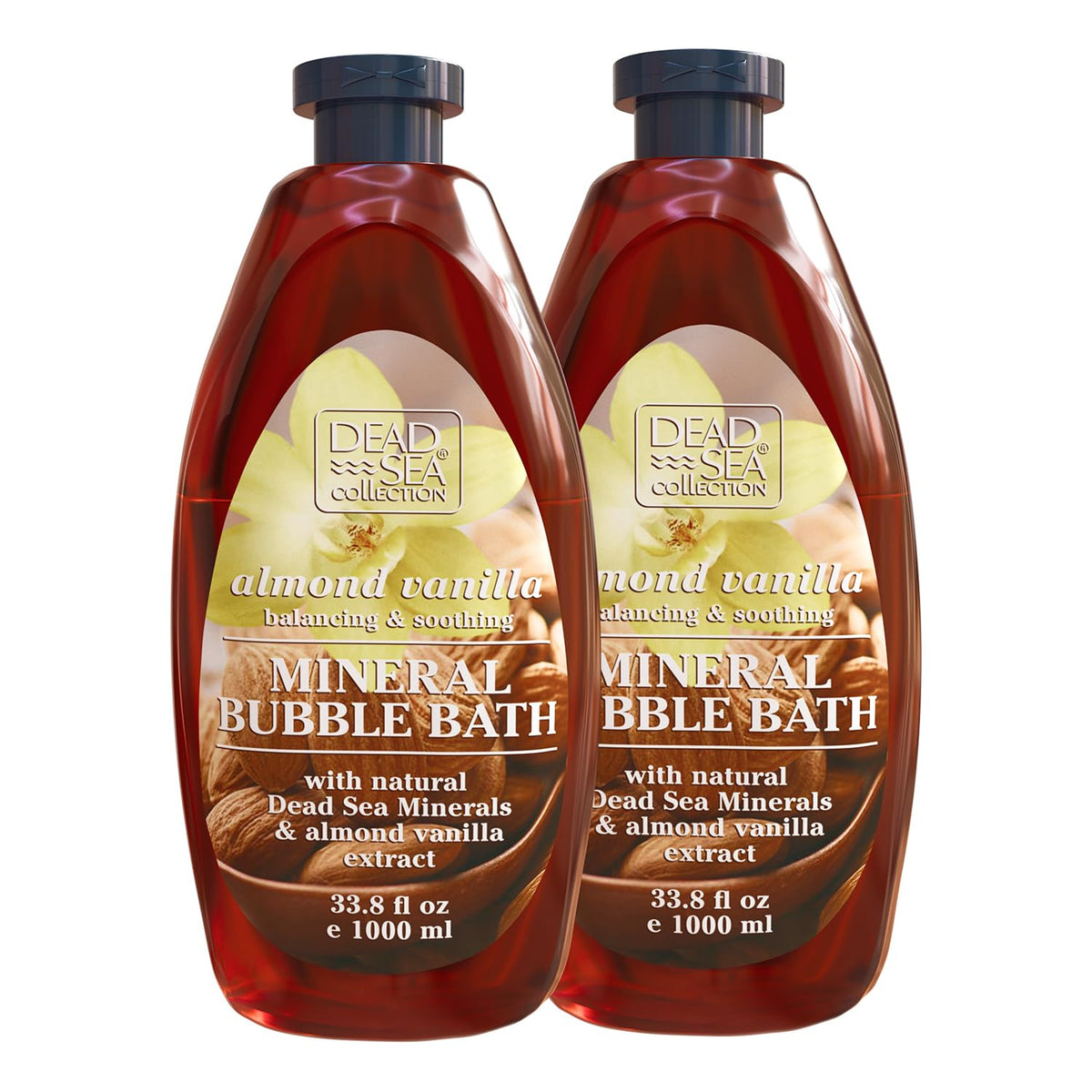 Dead Sea Collection Bubble Bath - Almond Vanilla, Nourishing Moisture, Pack Of 2 (67.6 Fl Oz)