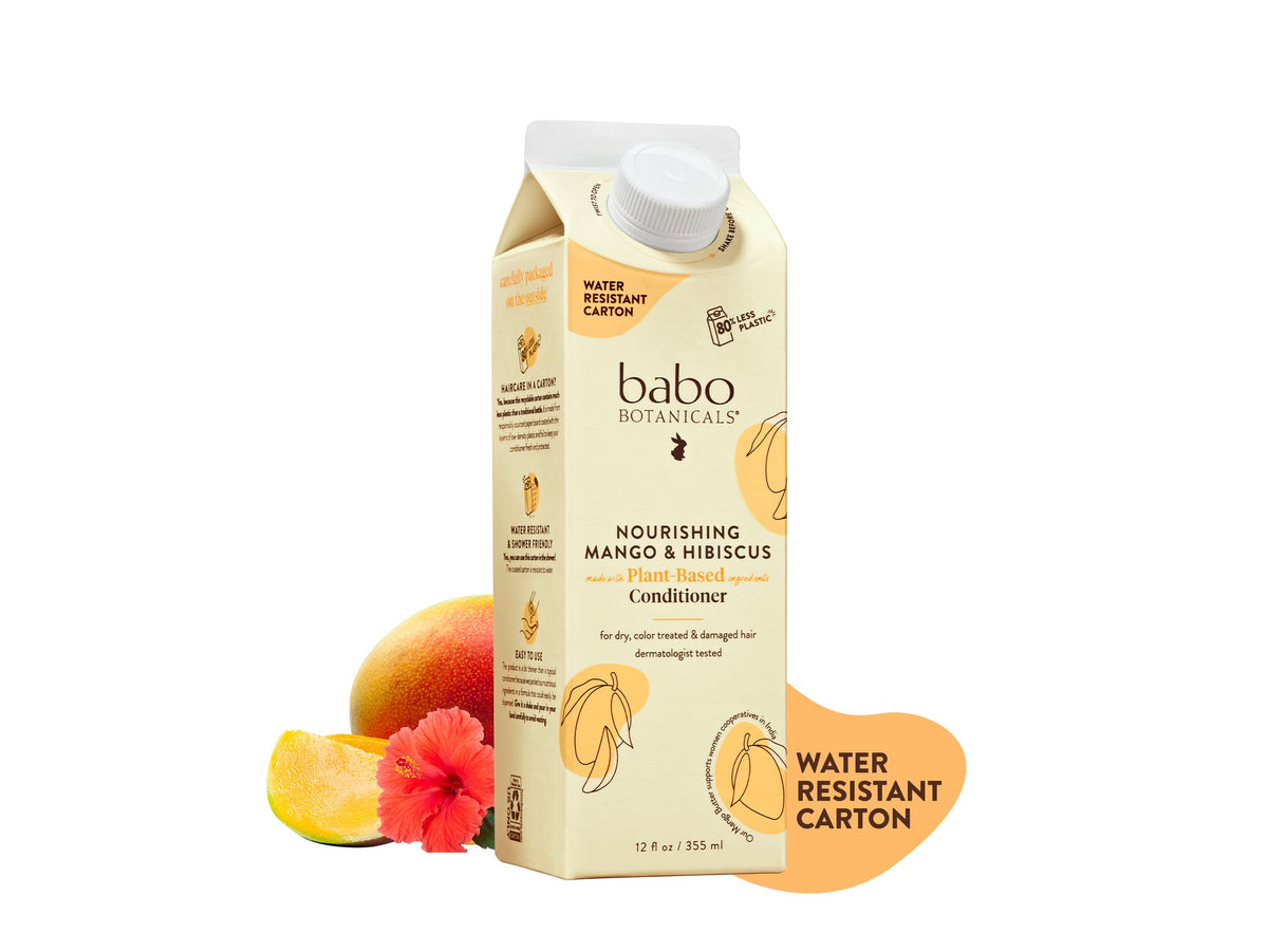 Babo Botanicals Mango & Hibiscus Conditioner For Dry, Color-Treated Hair, 12 Fl Oz, Vegan