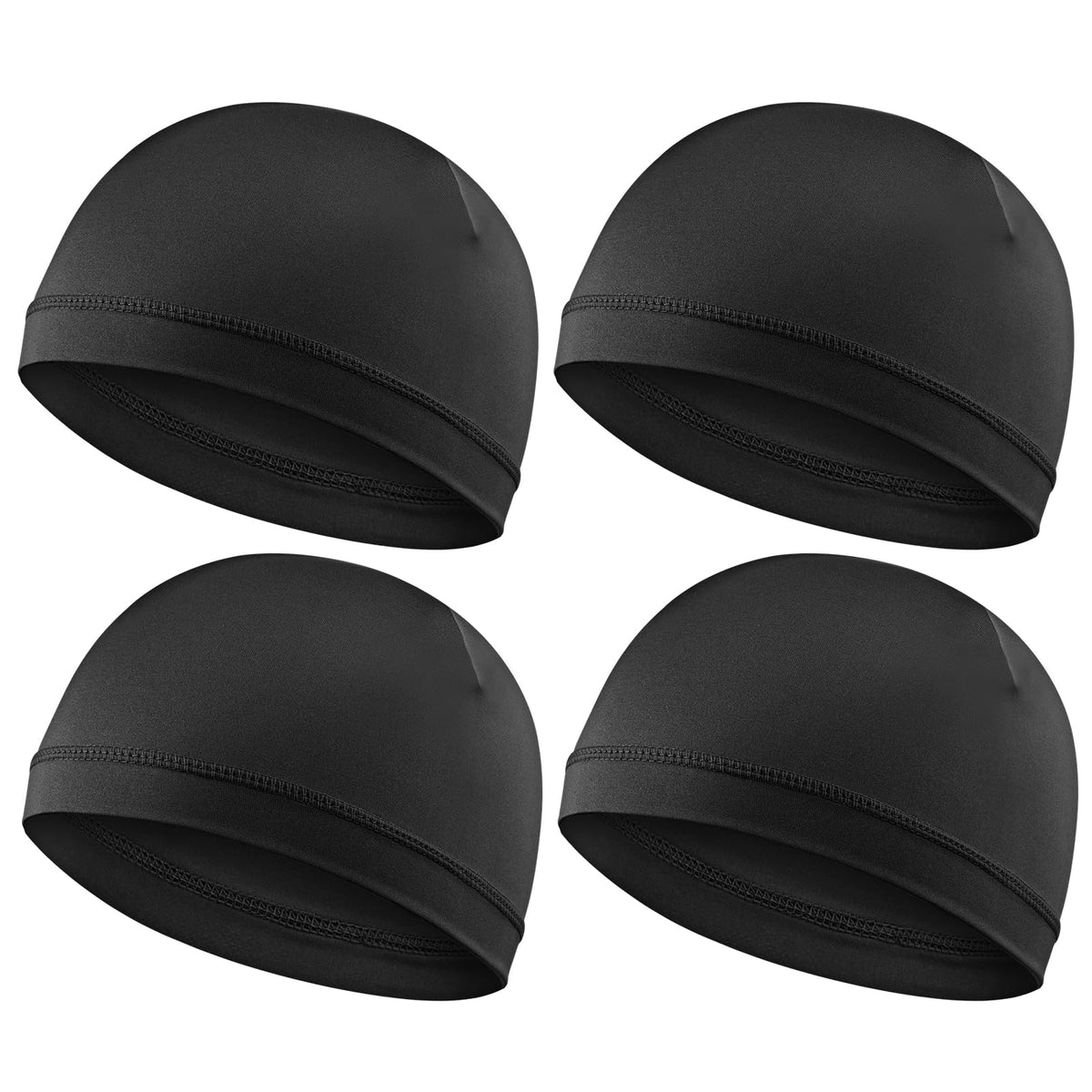 Wy Lighting Level 4Pcs Black Silky Durags For Men, Soft Breathable Satin Wave Caps