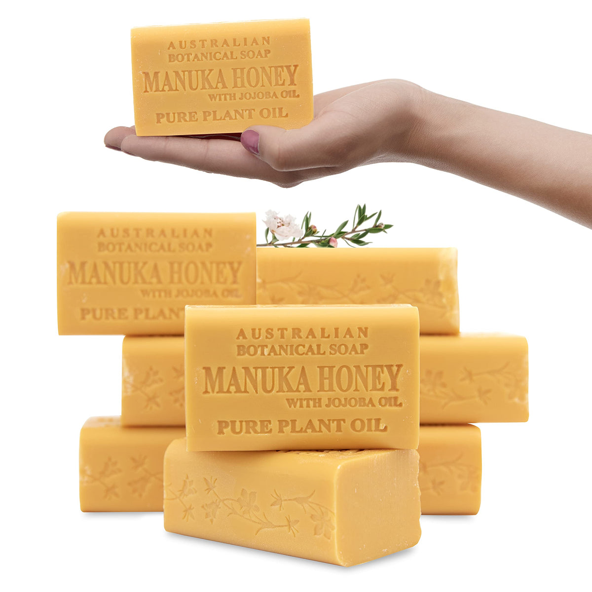 Australian Botanical Soap Manuka Honey Jojoba Oil 8-Pack Natural Shea Butter Bar Soap