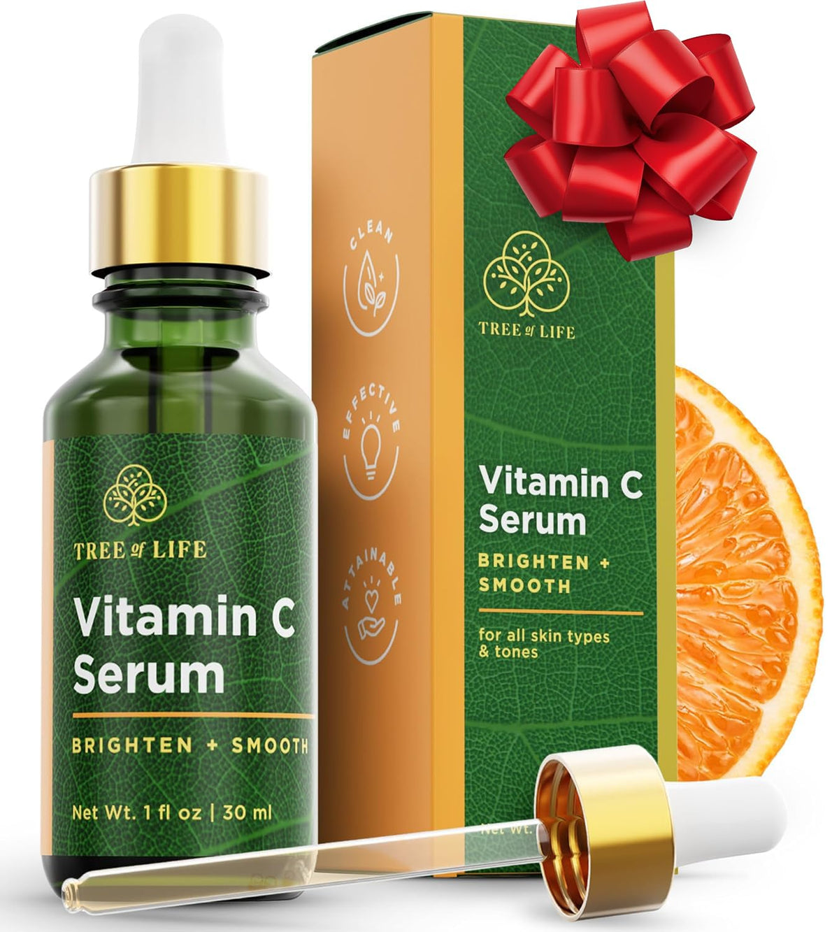 Tree Of Life Beauty Vitamin C Skin Care Set - Brightening Face Oil & Serums For Dry Skin, 1 Fl Oz