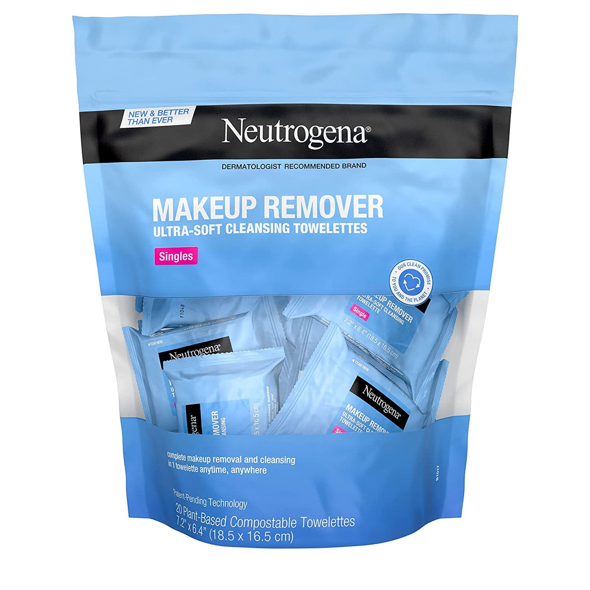 Neutrogena Makeup Remover Cleansing Towelette Singles, 20 Ct (Pack Of 3) - Daily Face Wipes