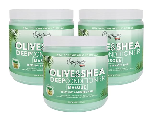 Africas Best Olive Oil Deep Conditioner, 15 Ounce Jar, 3 Pack - Moisturizing Hair Care