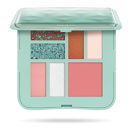 Pupa Milano 7 Pan Eyeshadow & Blush Palette - 0.28 Oz, Matte & Shimmer, Travel-Friendly