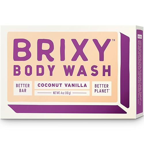 Brixy Soap-Free Moisturizing Body Wash Bar With Shea Butter & Niacinamide, Coconut Vanilla, 4Oz