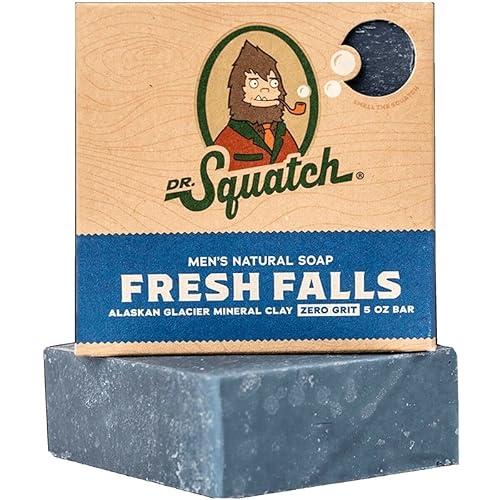 Dr. Squatch All Natural Bar Soap For Men - Fresh Falls, 5Oz Zero Grit, Plastic Packaging