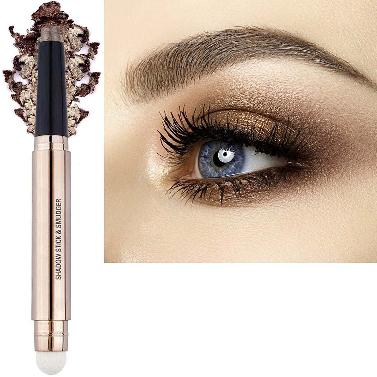 Saubzean Dark Brown Eyeshadow Stick, Waterproof Matte Cream, Long Lasting Shimmer Eyeliner Pen