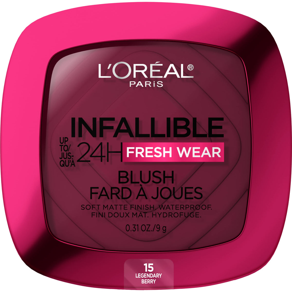 L’Oréal Paris Infallible 24H Matte Blush, Waterproof Cheek Makeup, Legendary Berry, 0.31 Oz