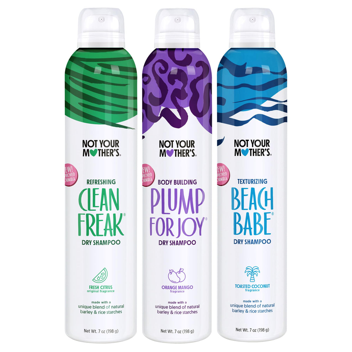 Not Your Mother'S Dry Shampoo 3-Pack - Clean Freak, Plump For Joy, Beach Babe - 7 Oz