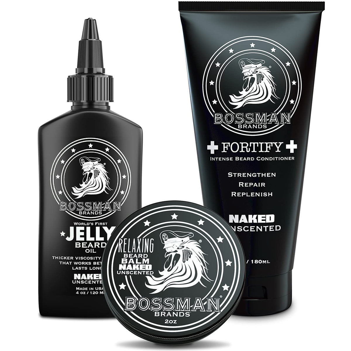 Bossman Essentials Beard Kit - Oil Jelly, Conditioner, Balm For Men'S Grooming & Growth