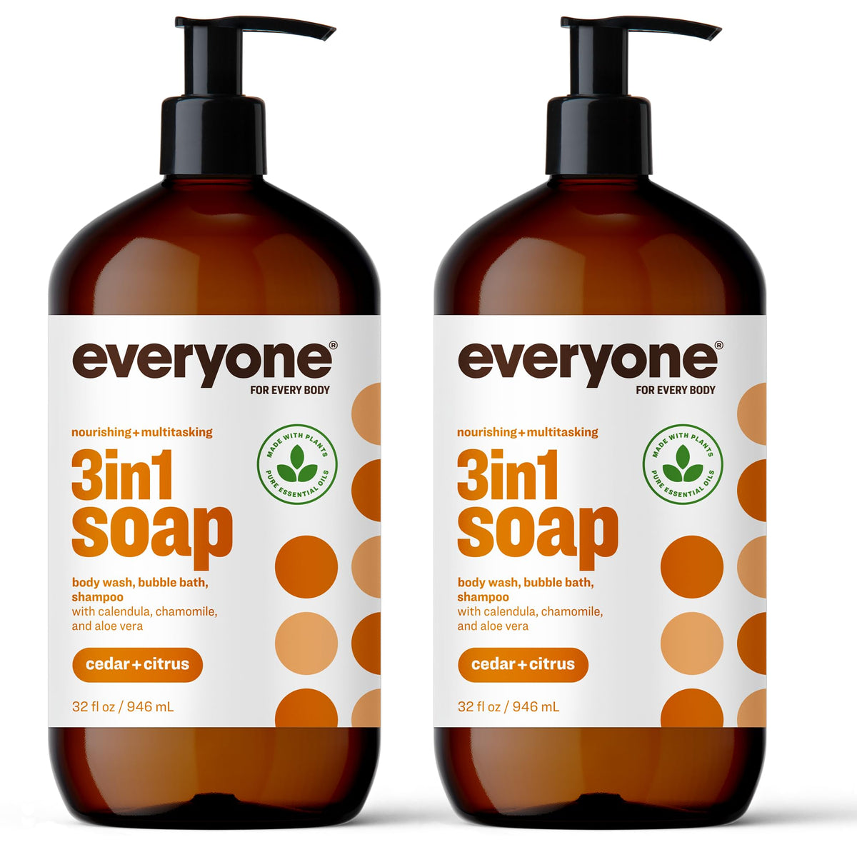 Everyone 3-In-1 Soap & Shampoo, Cedar Citrus, 32 Fl Oz (Pack Of 2) - Organic Cleanser