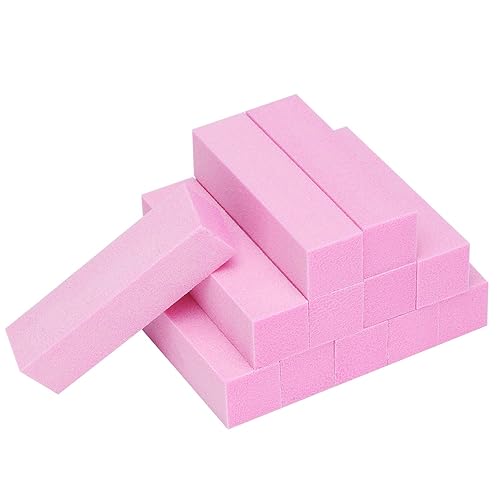 Senkary 12 Pack Nail Buffer Block - 4 Sided Professional Nail File for Natural & Acrylic Nails, Pink