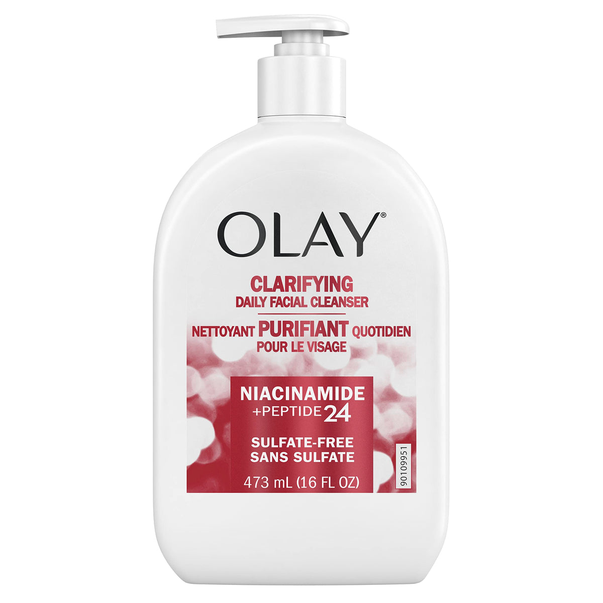 Olay Niacinamide + Peptide 24 Face Wash, Sulfate-Free, 16 Oz, Clarifying Cleanser