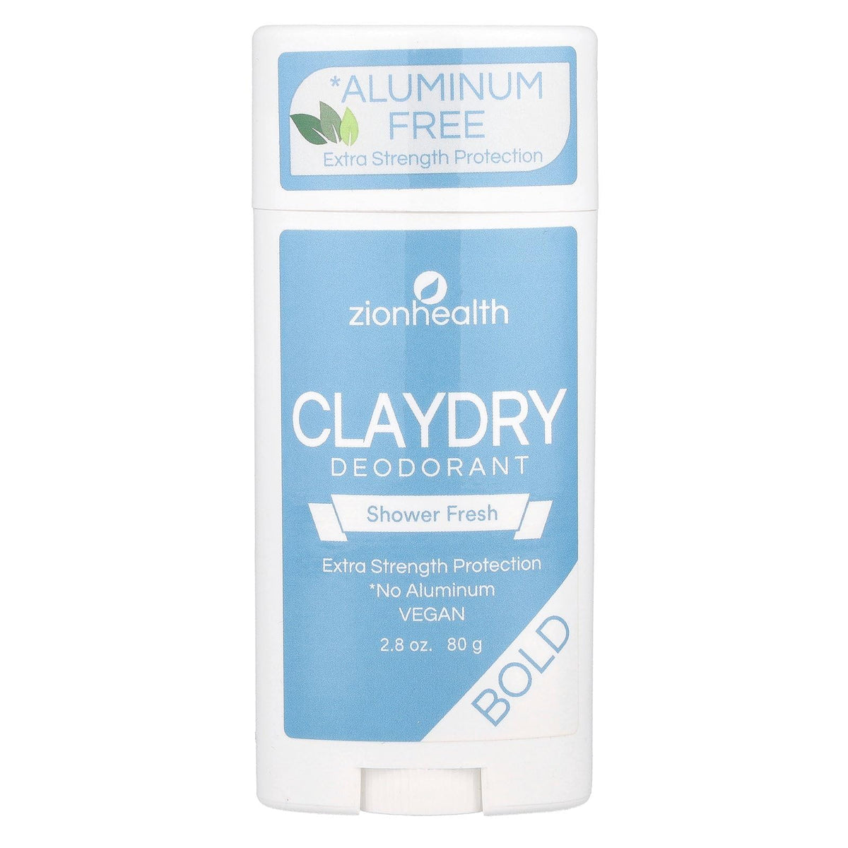 Zion Health Bold Claydry Deodorant, Shower Fresh, 2.8 Oz - Aluminum-Free, Natural Protection