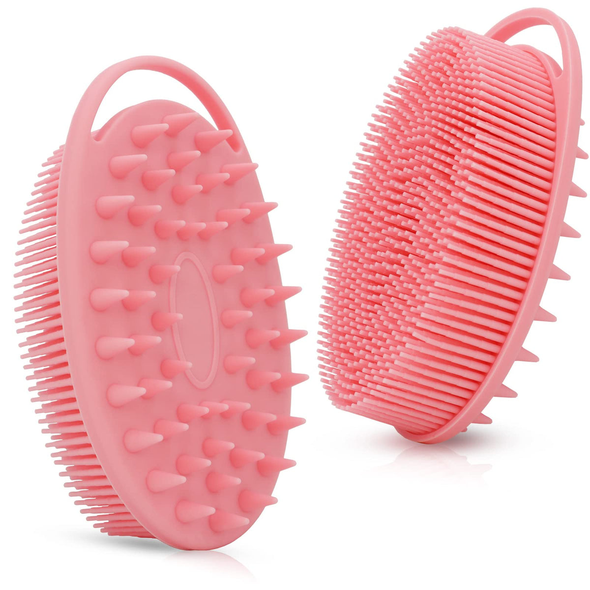 Wetang Pink Silicone Exfoliating Bath & Shampoo Brush, Body Scrubber & Scalp Massager, 1Pc