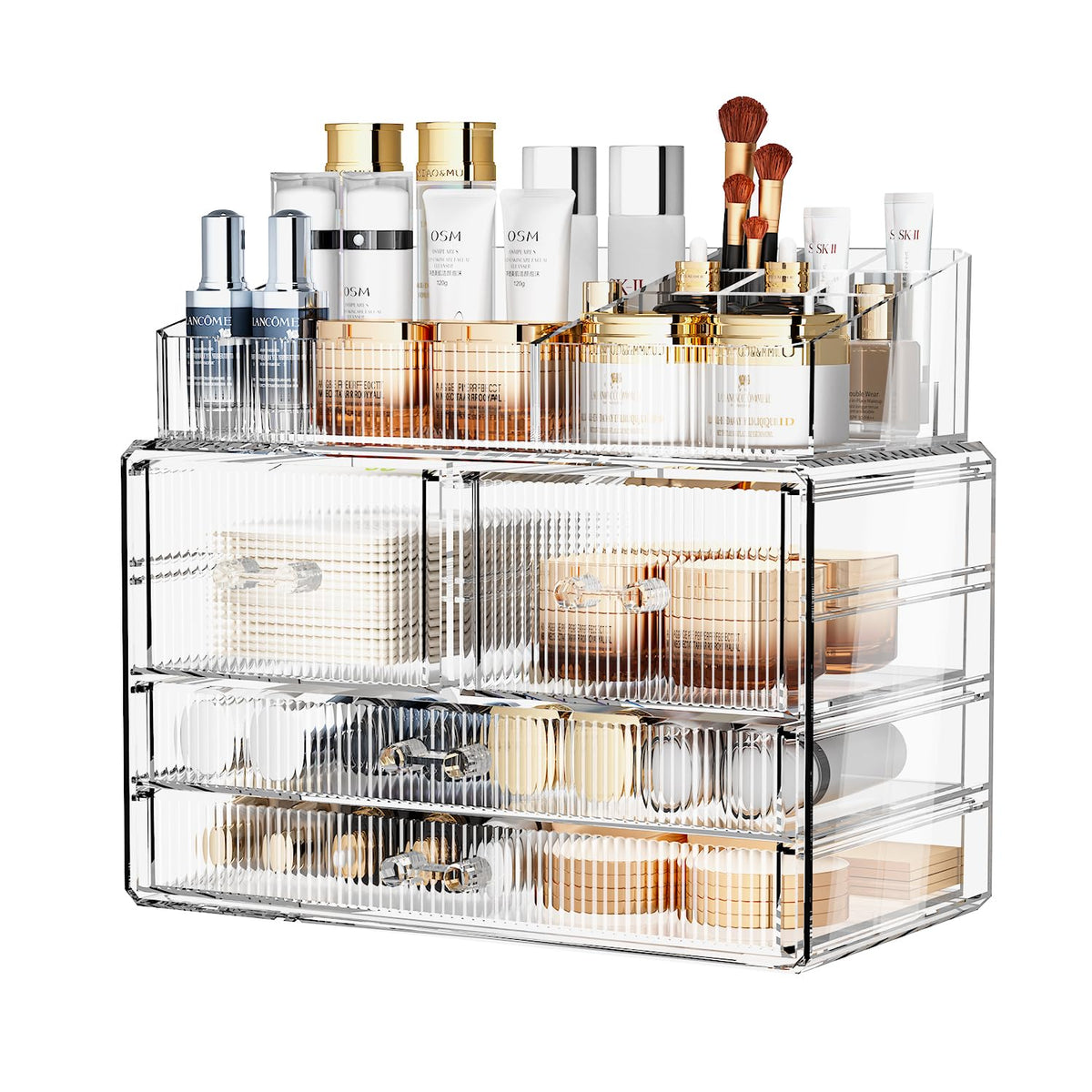 Zhiai Acrylic Stackable Storage Drawers - Clear Makeup Organizer For Bathroom & Kitchen