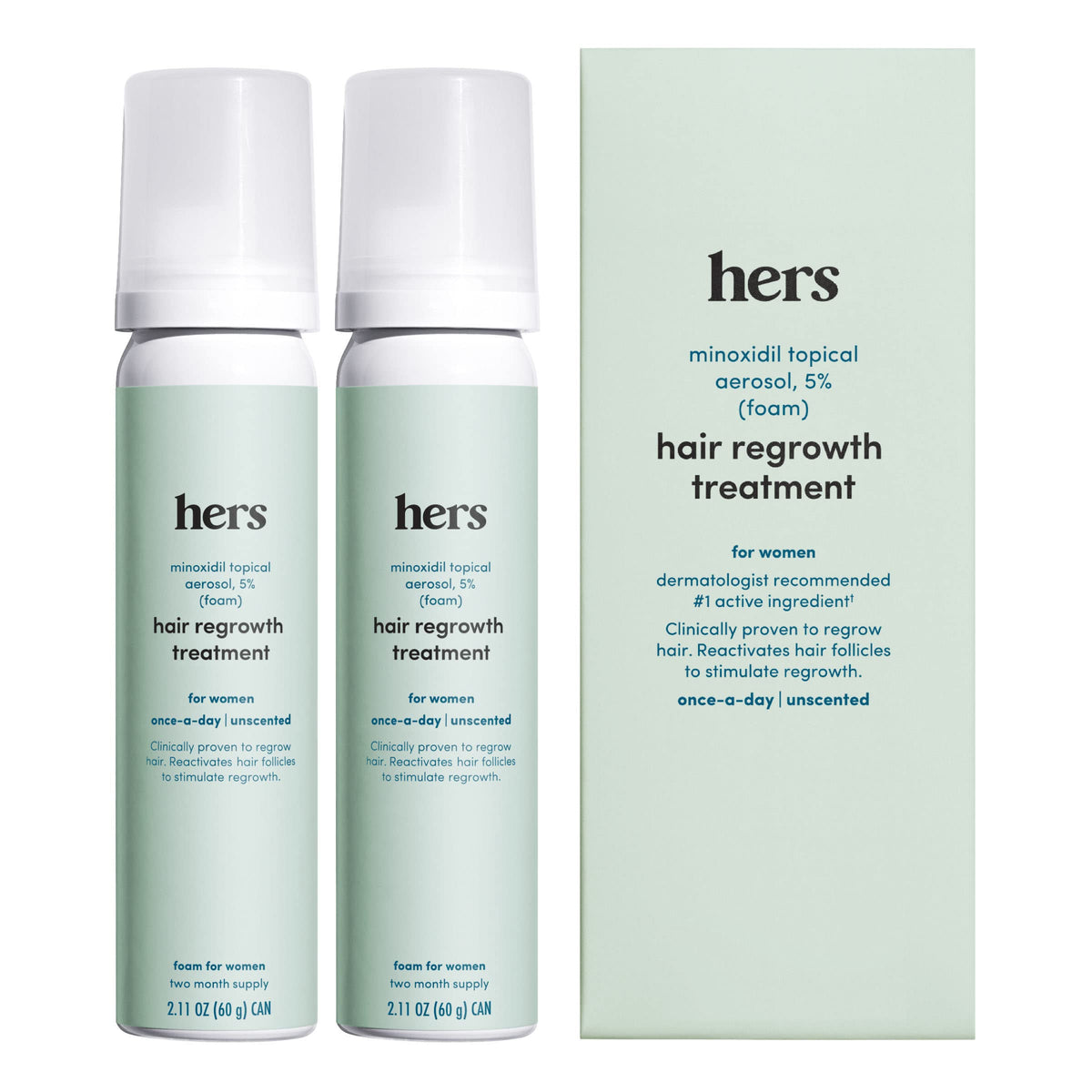 Hers Hair Regrowth Treatment For Women - 5% Minoxidil Foam, Unscented, 4 Month Supply