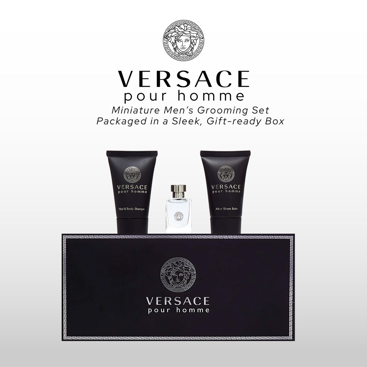 Versace Pour Homme Mini Gift Set for Men - 3 Piece Black Fragrance Collection