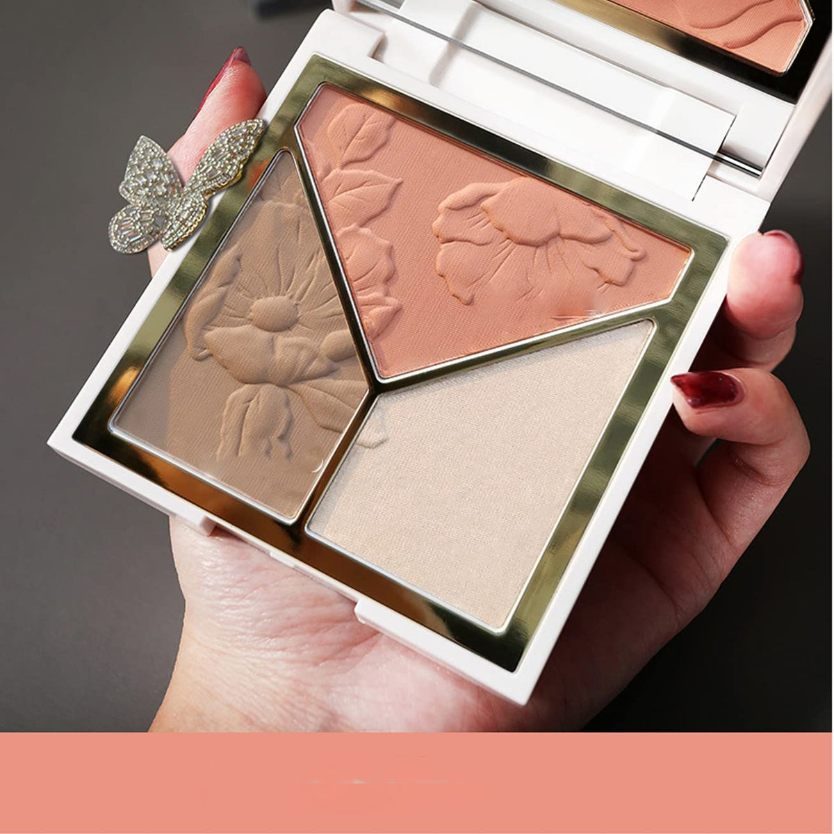 Musoxian Highlighter Makeup Palette - 3 In 1 Contour Blush Powder, Matte & Shimmer Glow