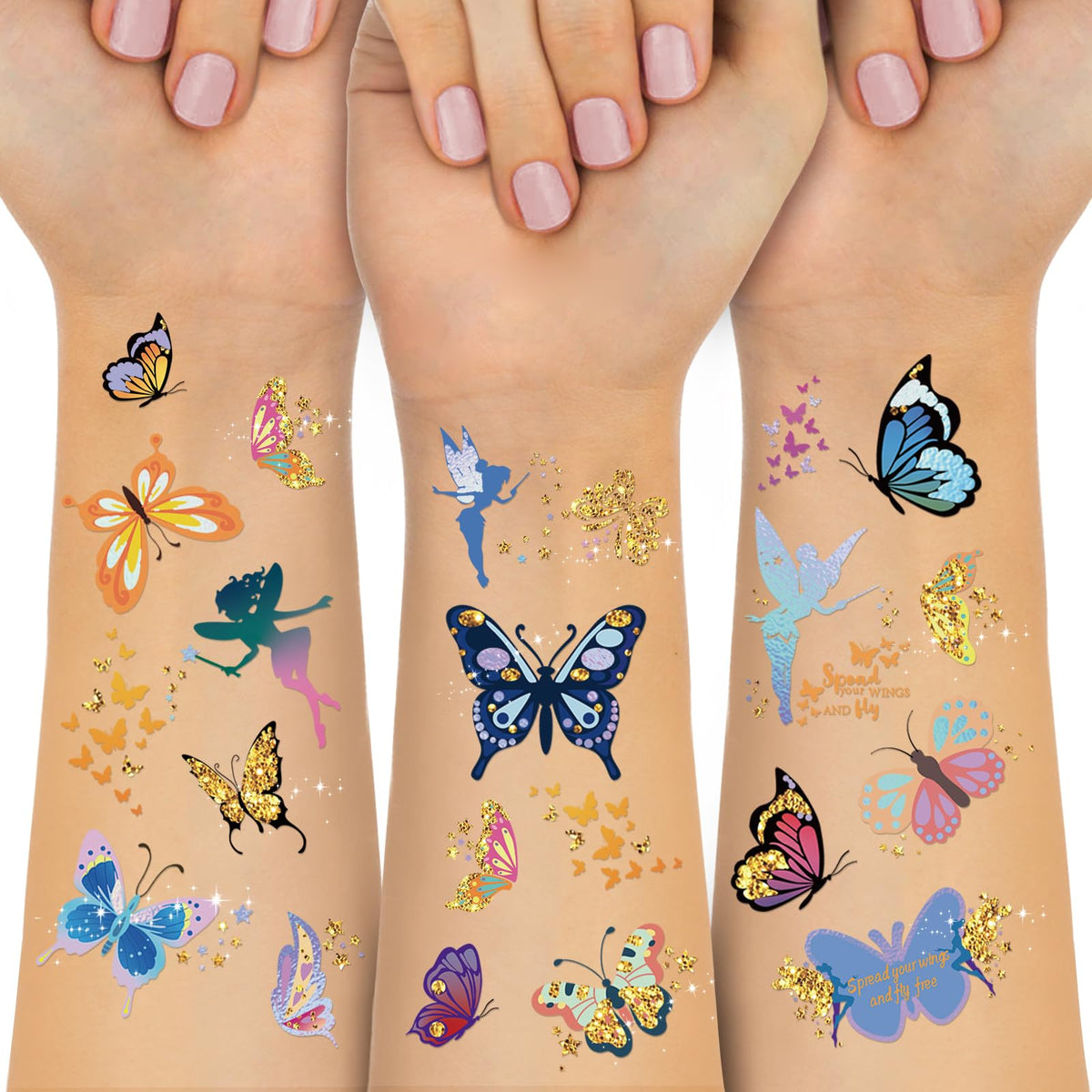 Yazhiji Waterproof Temporary Tattoos - 92Pcs Butterfly Stickers For Kids & Party Favors