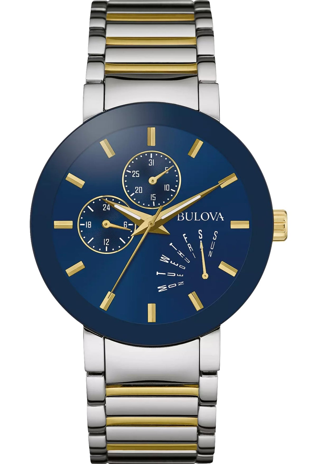 Bulova Men'S Two-Tone Stainless Steel 6-Hand Multi-Function Quartz Watch 98C123