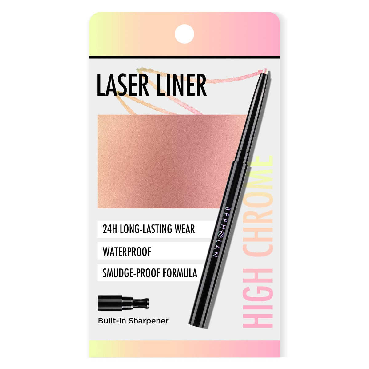 Bepholan Pink Eyeliner Pencil - Colorful Waterproof Glitter Gel, Smudge-Proof Holographic Liner