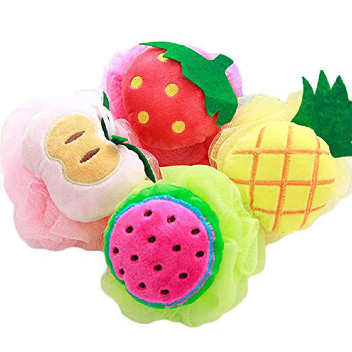 Donhouse 4 Pack Kids Bath Loofah Sponge - Non-Toxic Terry Cloth Mitt, Exfoliating & Skin-Friendly