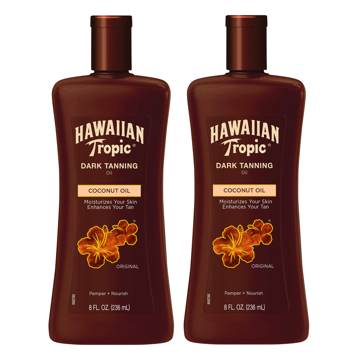 Hawaiian Tropic Dark Tanning Oil Twin Pack, 8Oz | Cocoa Butter & Coconut Oil, Oxybenzone Free