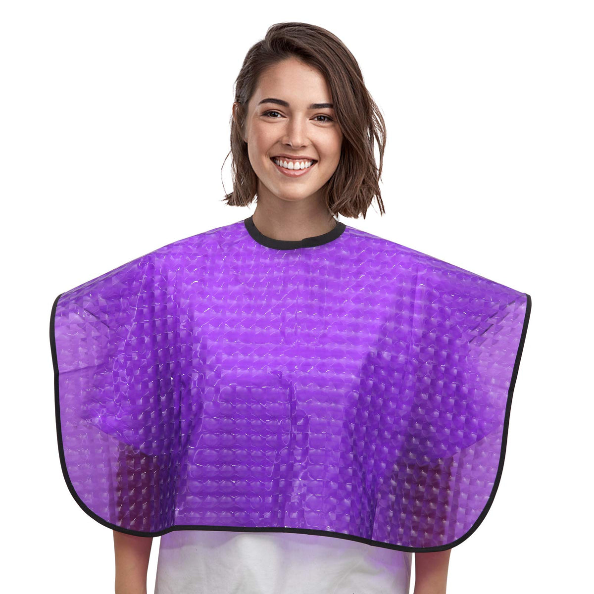 Yelegai Waterproof Hair Dye Cape - Purple Short Comb-Out Apron For Stylists And Makeup