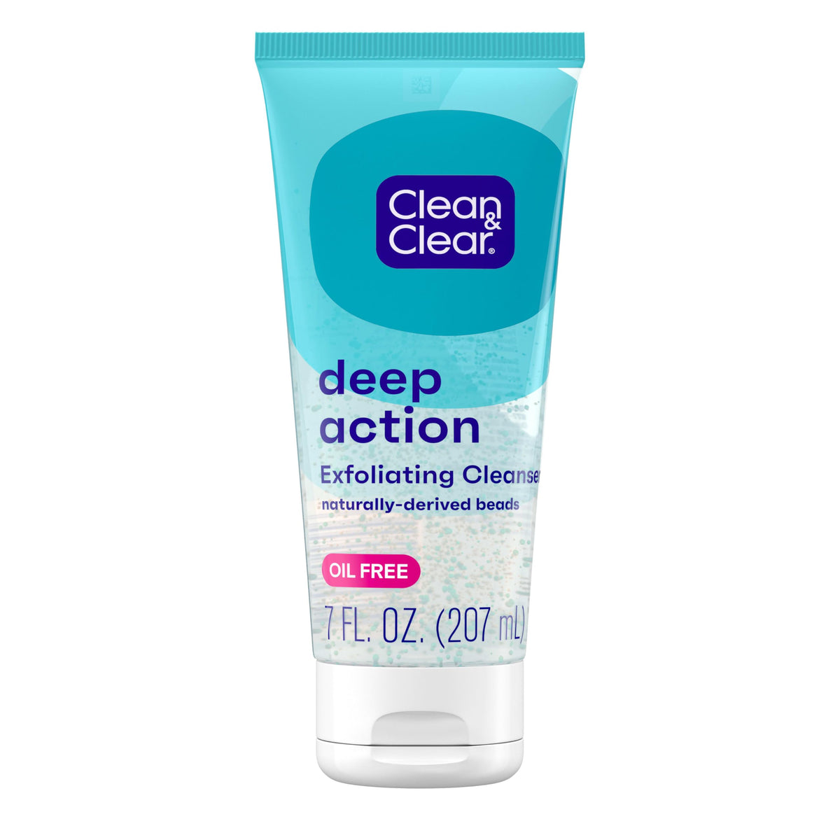 Clean & Clear Exfoliating Cleanser, 7 Fl Oz - Deep Clean, Oil Free, Pro-Vitamin B5 Face Wash