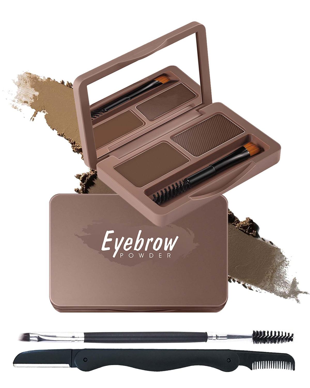 Lysdefeu Eyebrow Powder Kit - 2 Colors Waterproof Brow Filler With Mirror & Brush - 0.18Oz