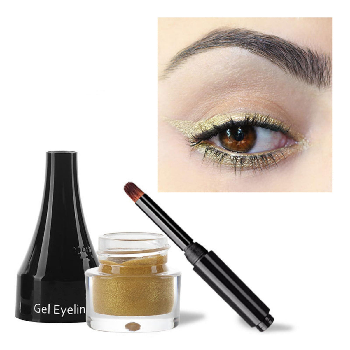 Maepeor Gel Eyeliner 10 Colors - Longlasting Waterproof, Smooth Cream Matte Eyeliner With Brush (Gold)