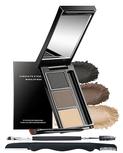 Lysdefeu Eyebrow Powder Makeup Kit - 3 Colors, Long-Lasting & Waterproof, Includes Brush & Razor