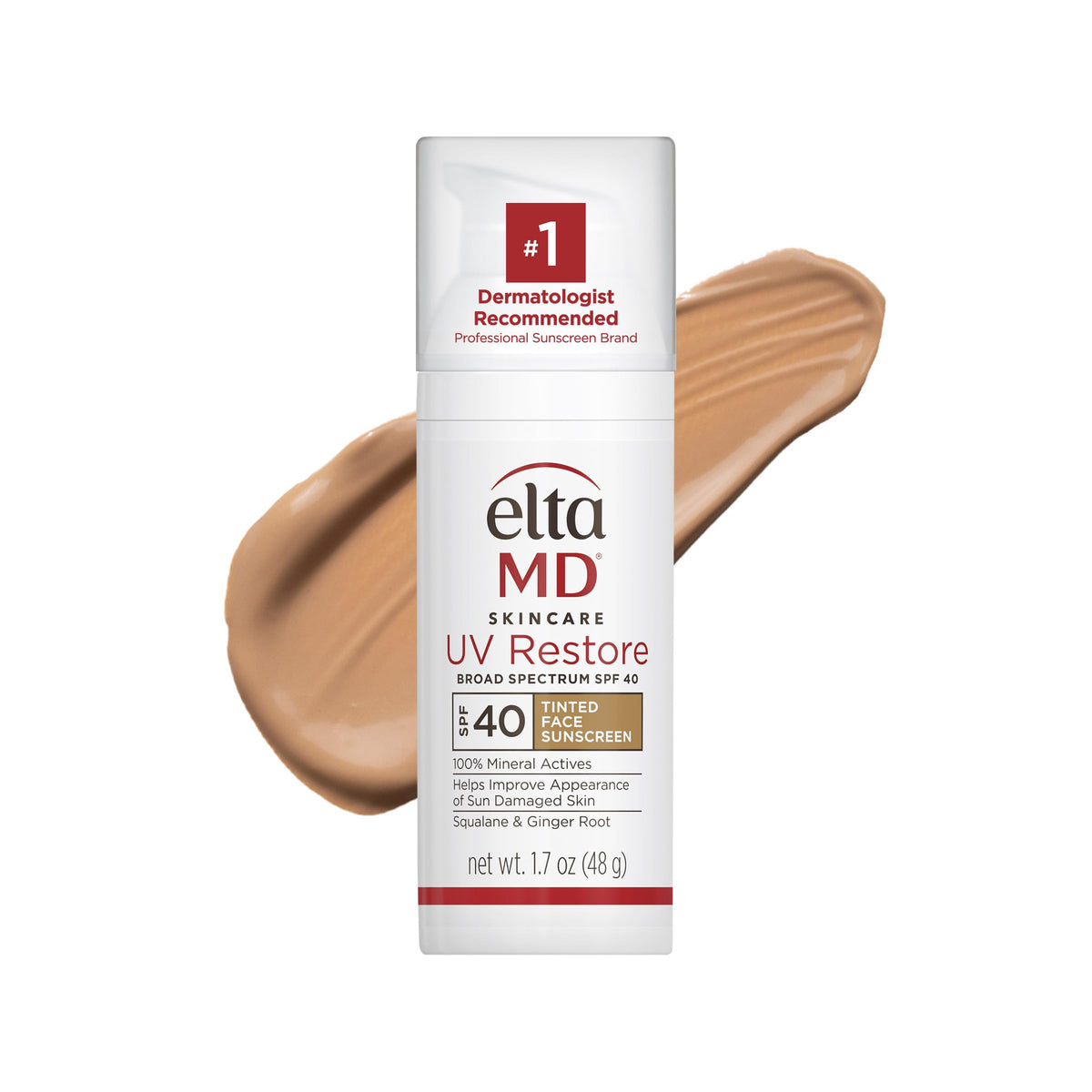 Eltamd Uv Restore Tinted Sunscreen Spf 40 - Mineral Formula For Sun Damaged Skin, 1.7Oz