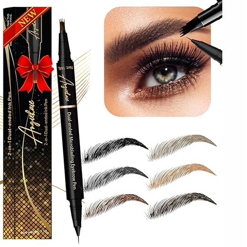 ANGIEHAIE Dual-Ended Eyebrow Pencil, Black - Waterproof Microblading Pen for Natural Brows