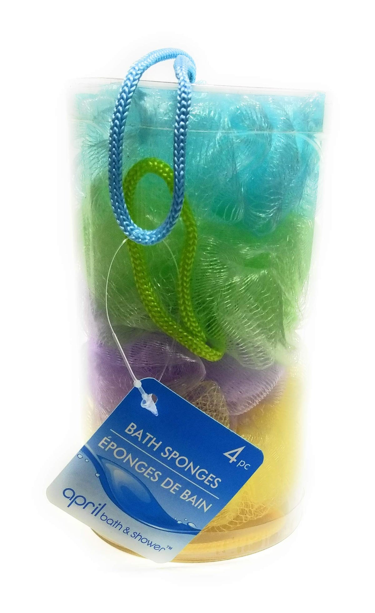 April Bath & Shower 4-Ct. Mesh Bath Sponges - Multicolor Loofah For Exfoliating Cleanse