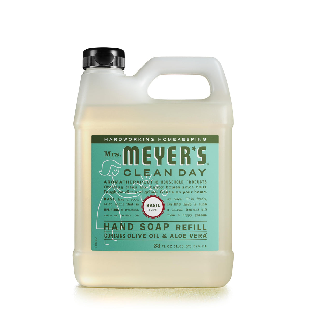 Mrs. Meyer'S Clean Day Hand Soap Refill, Essential Oils, Biodegradable, Basil, 33 Fl Oz