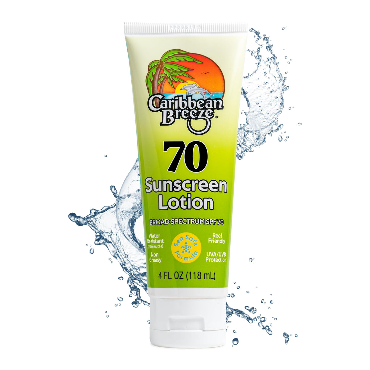 Caribbean Breeze Reef Friendly Sunscreen Spf 70, Mango Lime, Water Resistant, 4 Oz