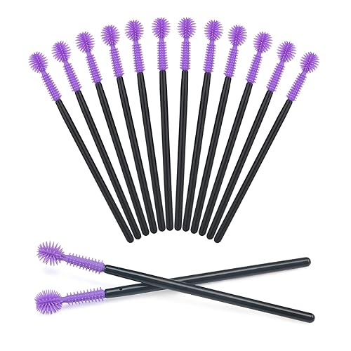 G2Plus 100Pcs Purple Disposable Silicone Eyelash Mascara Wands Brushes For Makeup Application