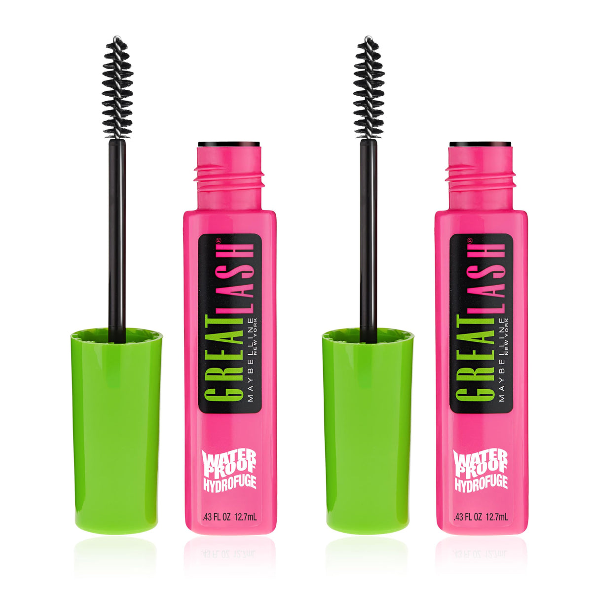 Maybelline Great Lash Waterproof Mascara, Volumizing & Lengthening, Very Black, 2 Count