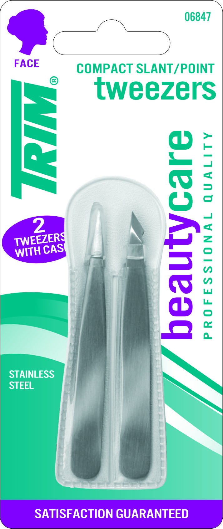 Trim Tweezers Set - Compact Slant & Point Tip, Silver, Pack Of 6, 0.69 Ounce