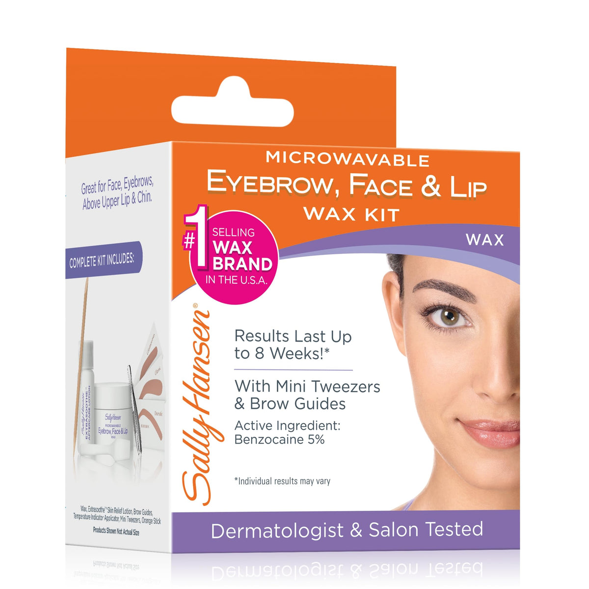 Sally Hansen Eyebrow, Face & Lip Wax Kit - 1.25 Ounce Hair Removal & Grooming Solution