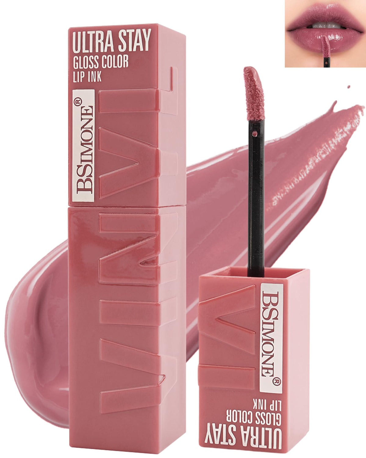 Lysdefeu Ultra Stay Vinyl Liquid Lipstick, Nude Pink Glossy, Long Lasting Waterproof Tint, 0.14 Fl Oz