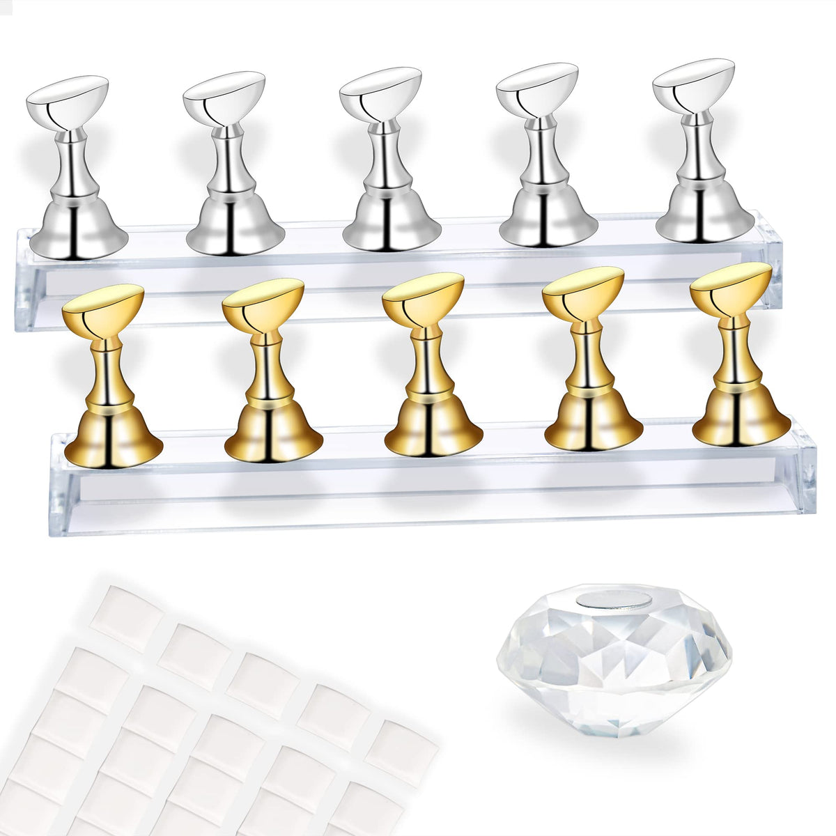 Misself Nail Stand For Painting - 2 Sets Acrylic Holder With Putty For Press-On & Fake Nails