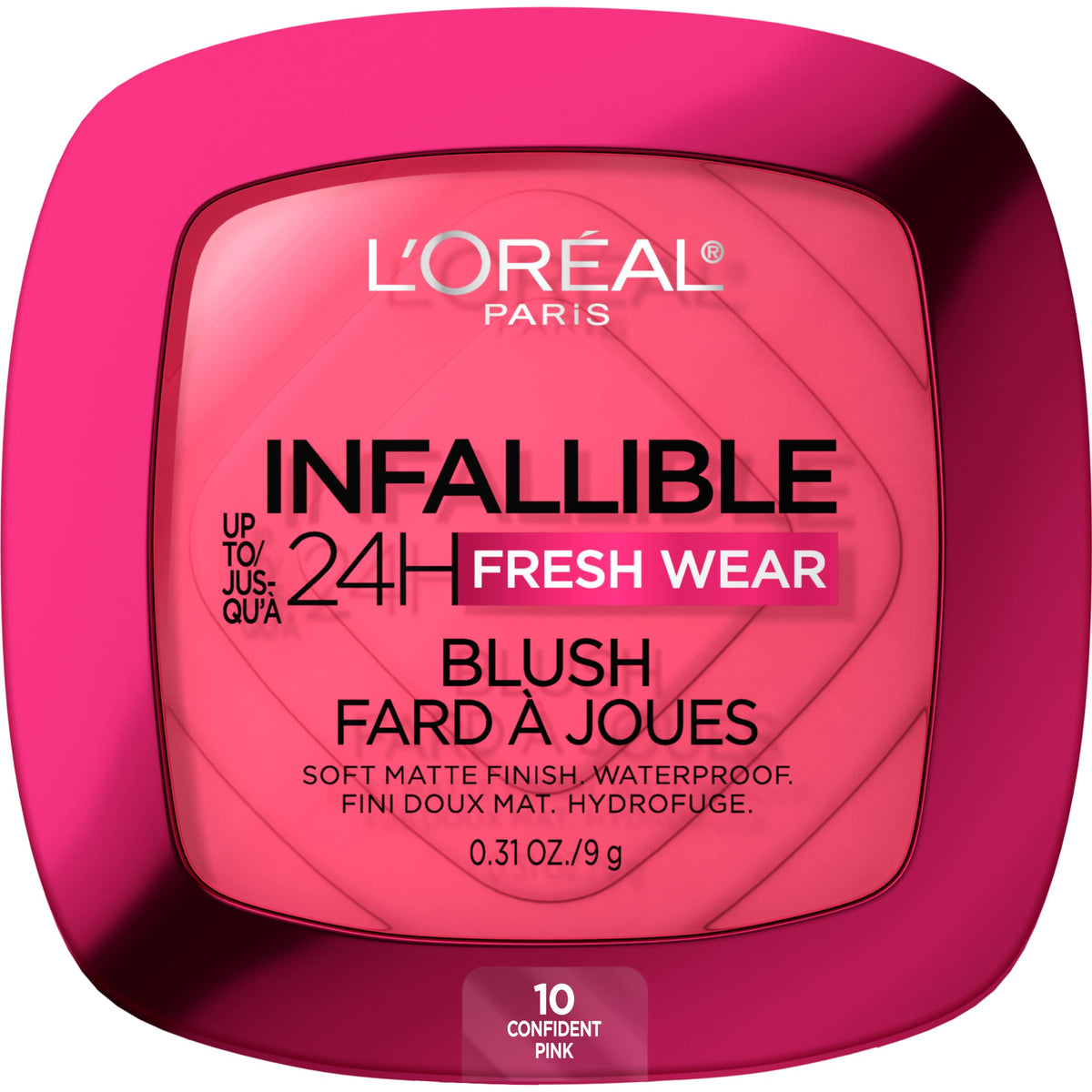 L'Oreal Paris Infallible 24H Soft Matte Blush, Waterproof Cheek Makeup, Confident Pink 0.31 Oz