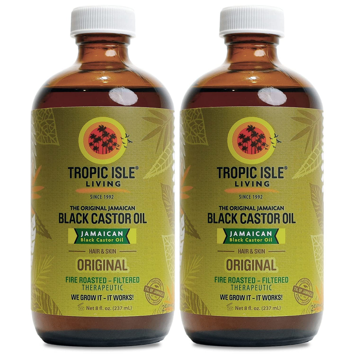 Tropic Isle Living Jamaican Black Castor Oil 8oz, Pack of 2, Nourishing Hair & Skin Care