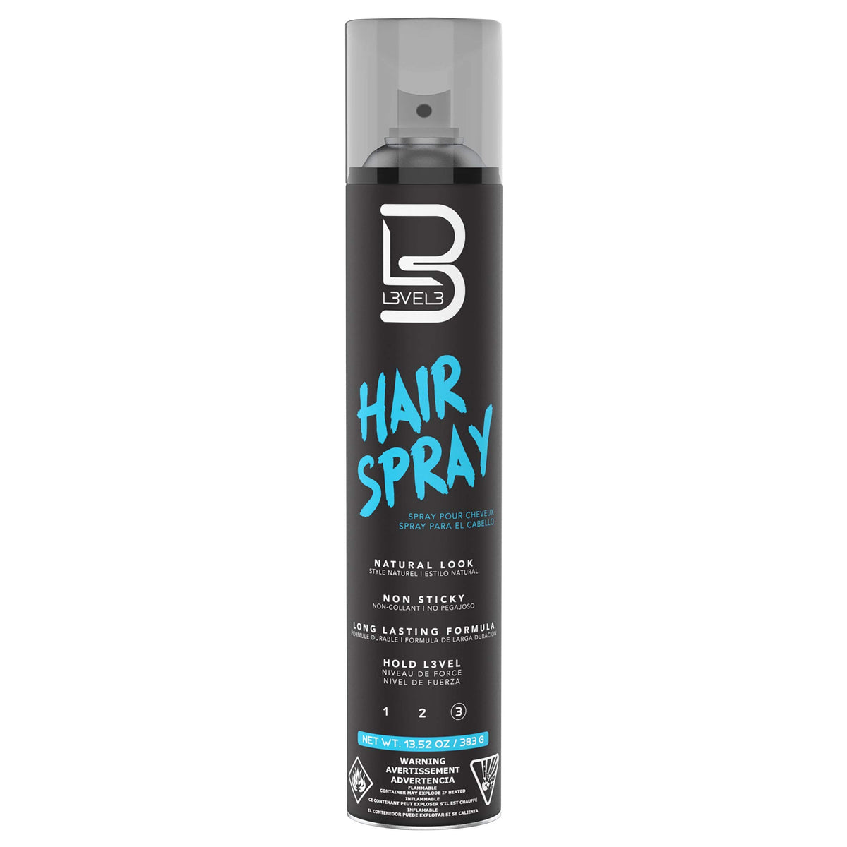 L3 Level 3 Hair Spray - Strong Hold, Long Lasting, Clear - For All Hair Types, 13.52 Fl Oz