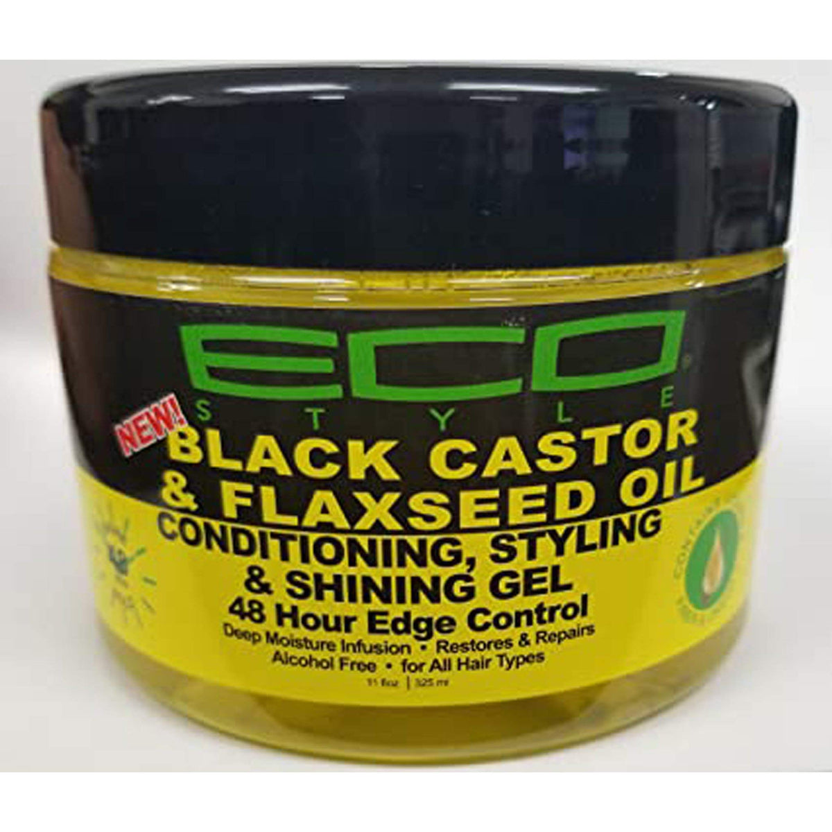 Eco Style Black Castor Oil & Flaxseed Oil 48 Hour Edge Control, 11 Ounce