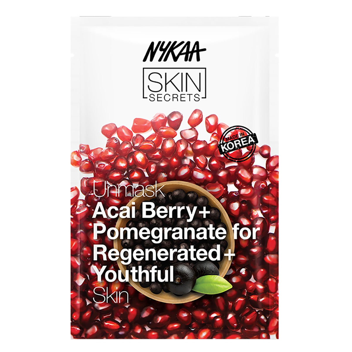 Nykaa Naturals Acai Berry & Pomegranate Bubble Sheet Mask - Hydrating & Brightening 0.67 oz